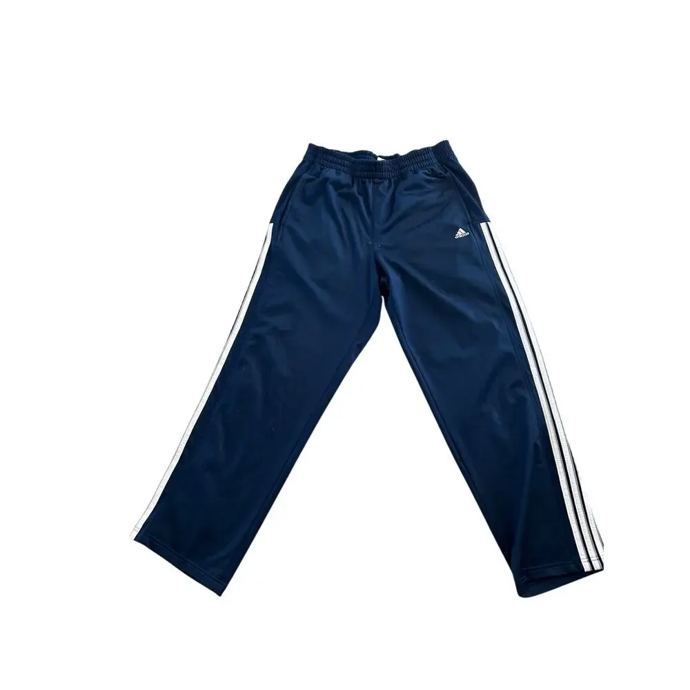 Adidas Track Pants Mens Blue White Stripe Y2K Retro Athletic Straight Vintage